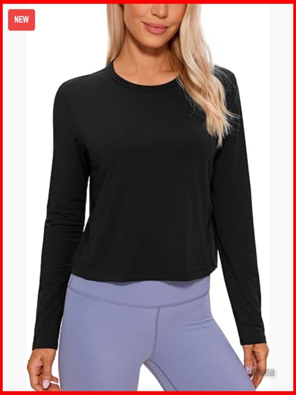 Pima Cotton Long Sleeve Cropped Workout Top - Classic Fit